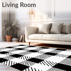 Classic Black White Buffalo Check Rug