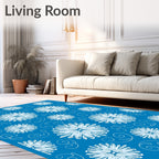 Art Nouveau Floral Swirl Blue Rug