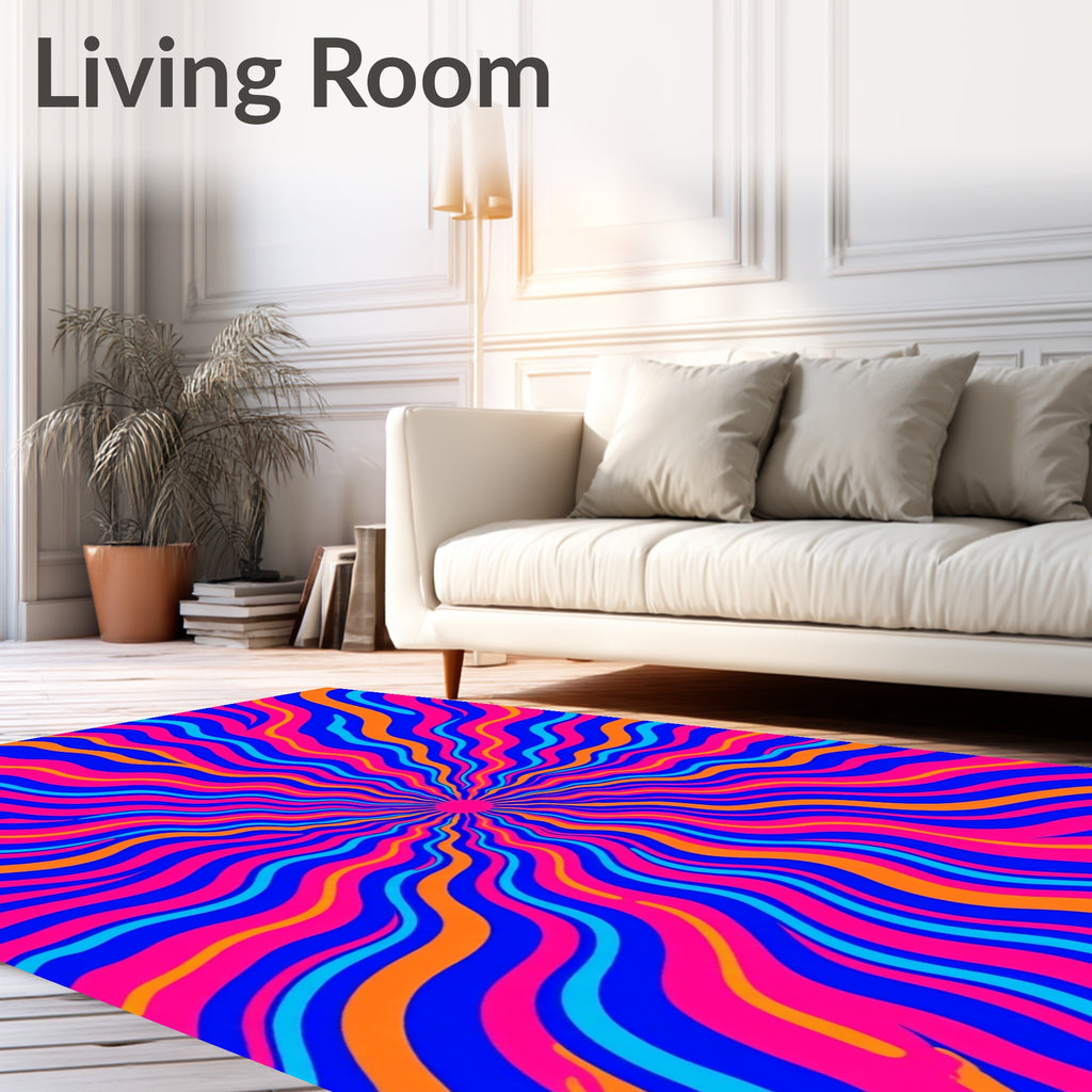 Vibrant 1970s Swirl Pattern Rug