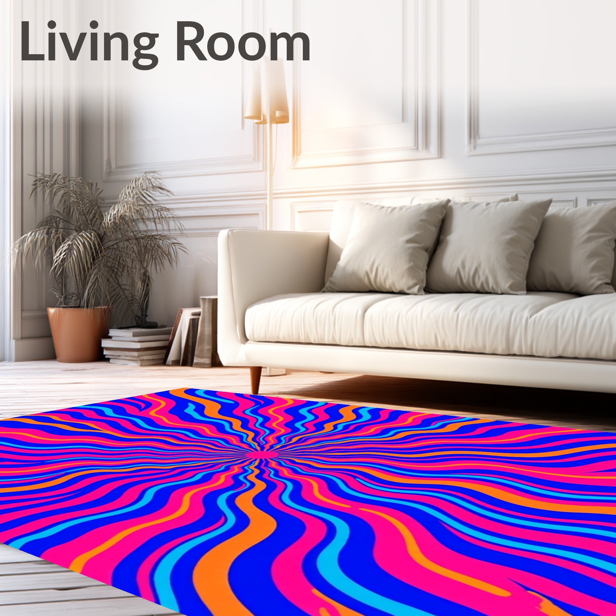 Vibrant 1970s Swirl Pattern Rug
