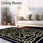 Detailed Line Art Geometric Ornament Design Rug
