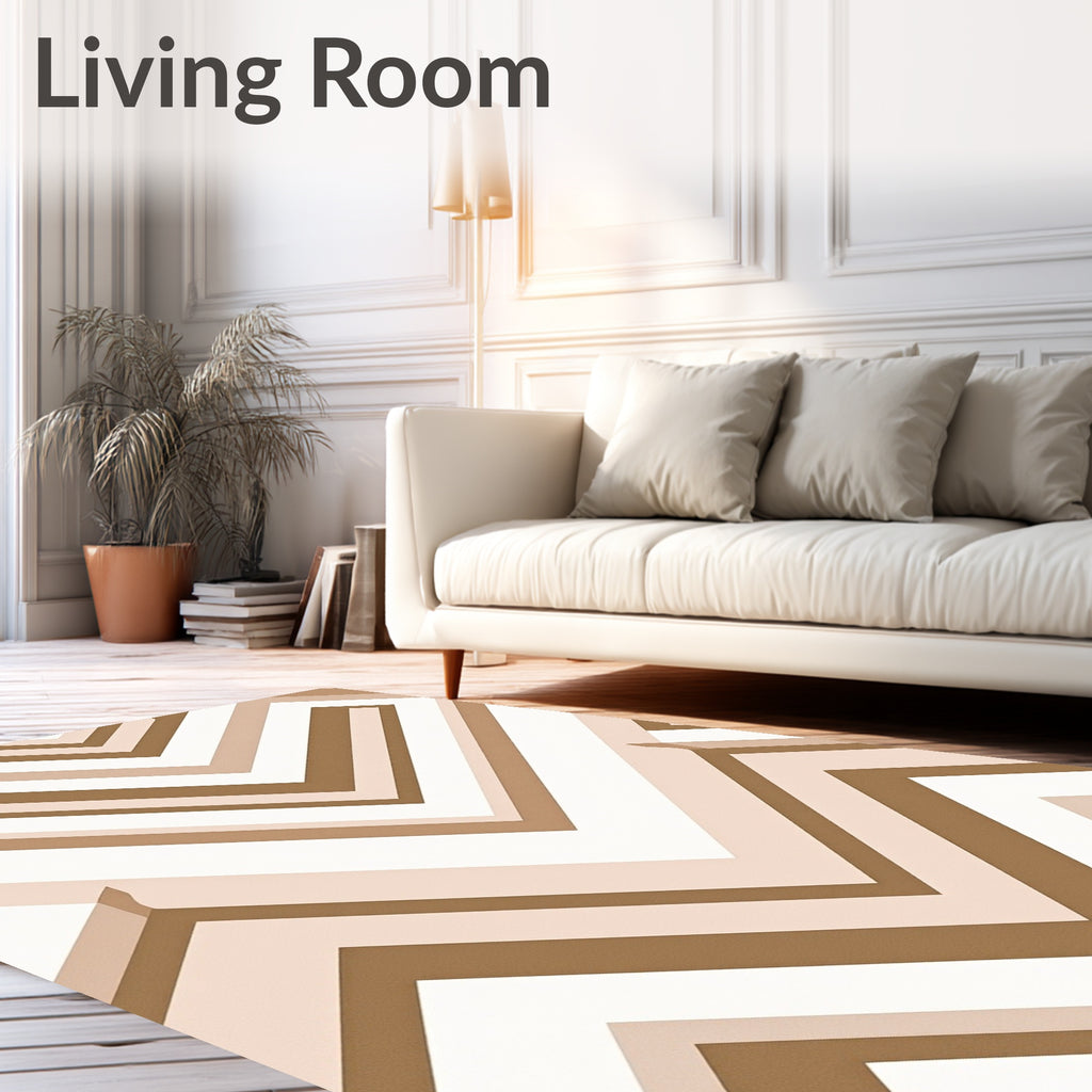 Geometric Chevron Warm Neutral Pattern Rug