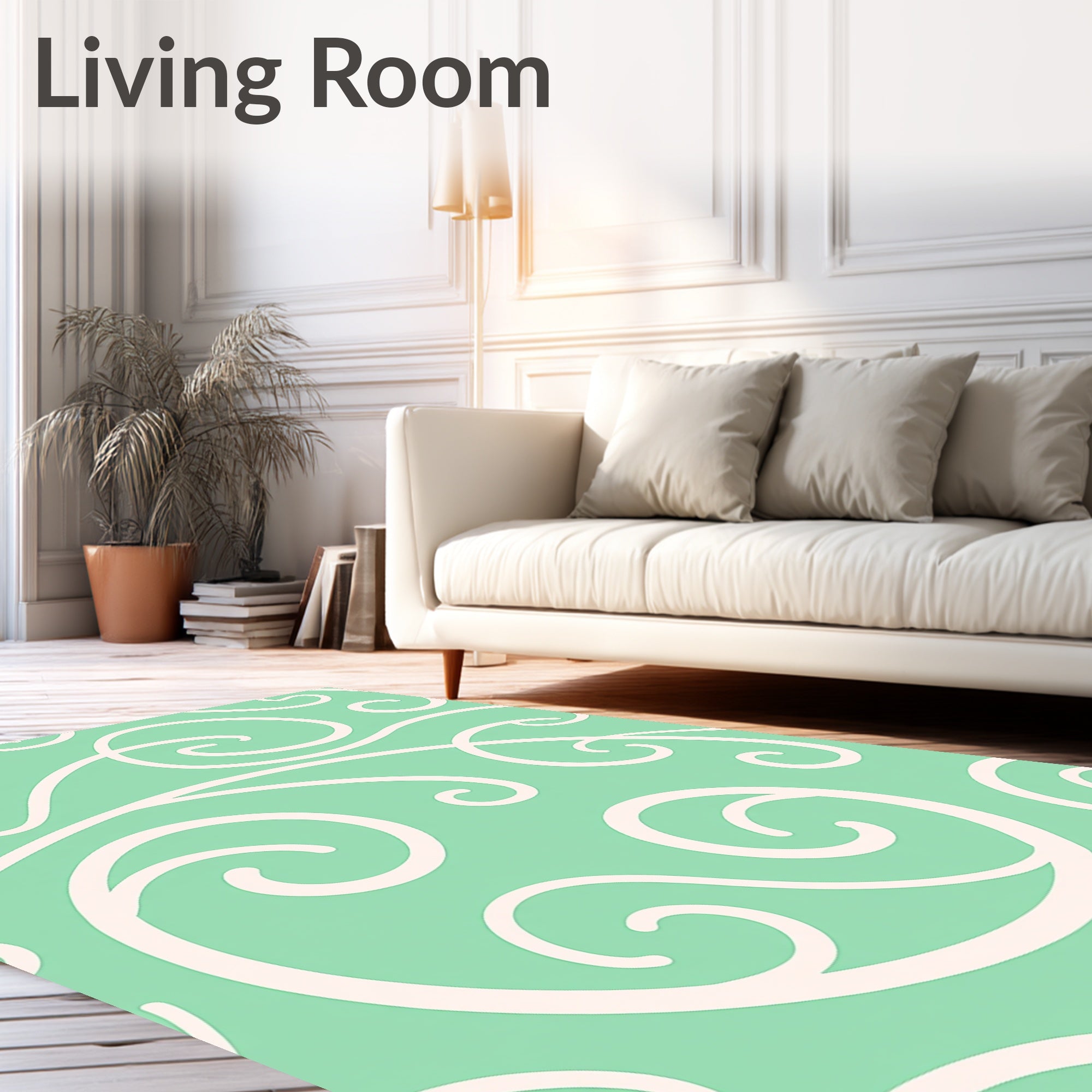 Delicate Swirl Pattern Aqua Rug
