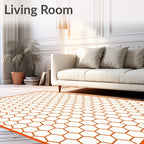 Geometric Honeycomb Pattern Orange Rug