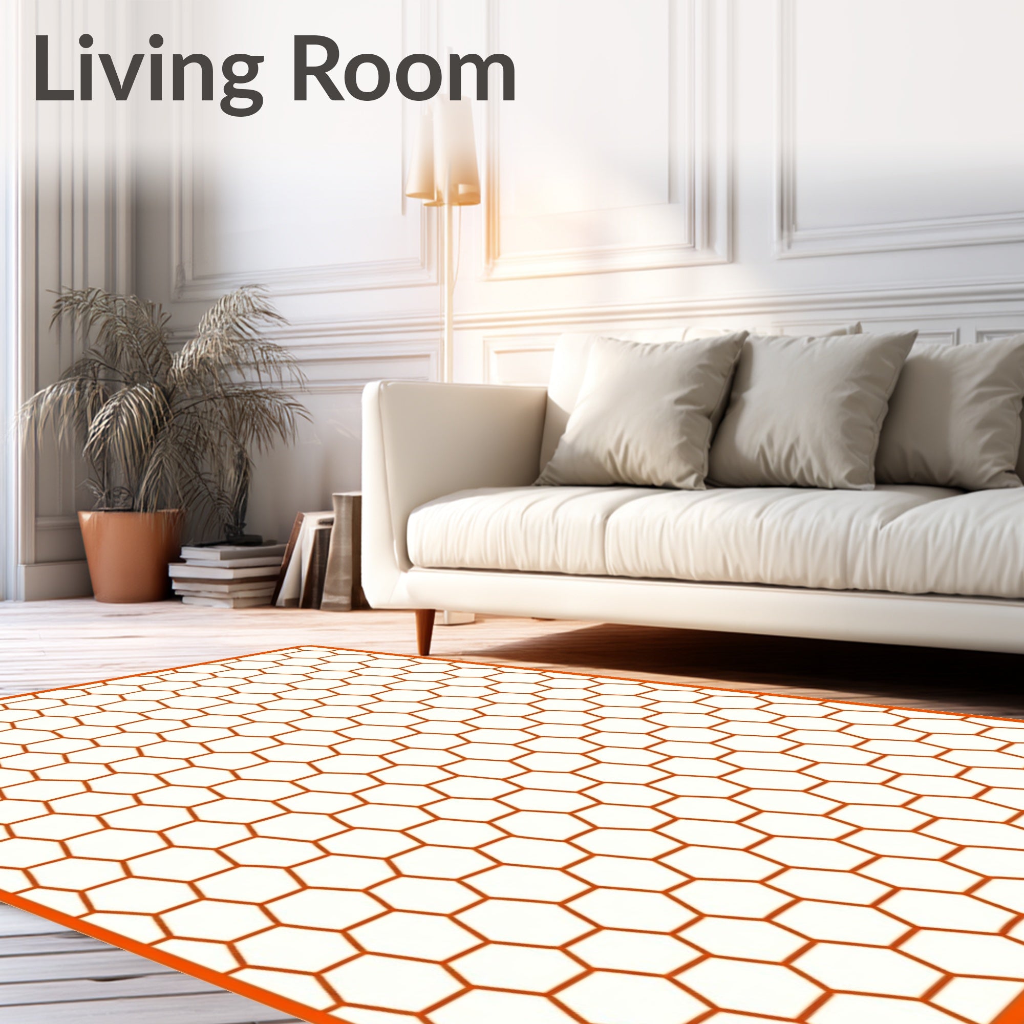 Geometric Honeycomb Pattern Orange Rug
