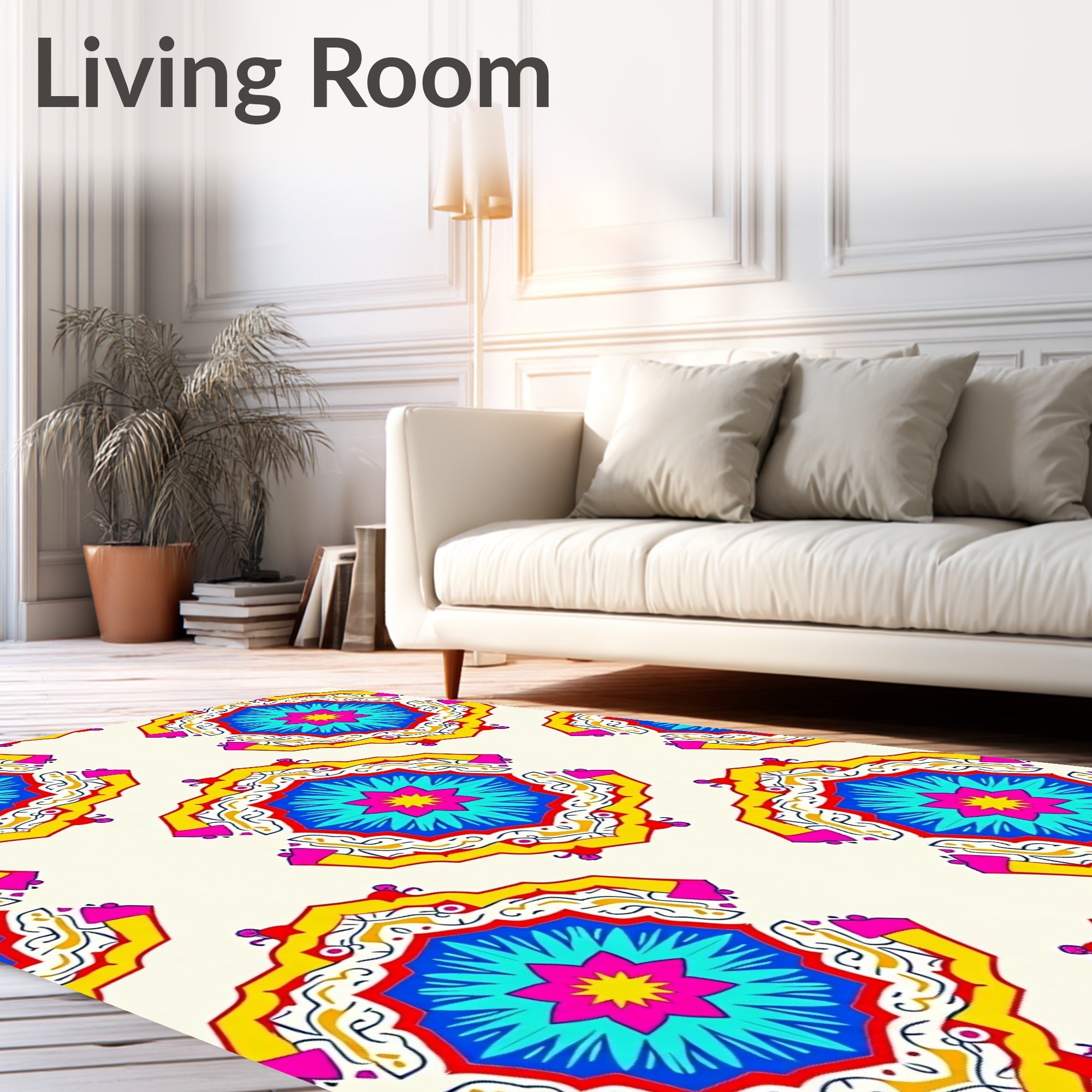 Vibrant Mandala Starburst Pattern Rug