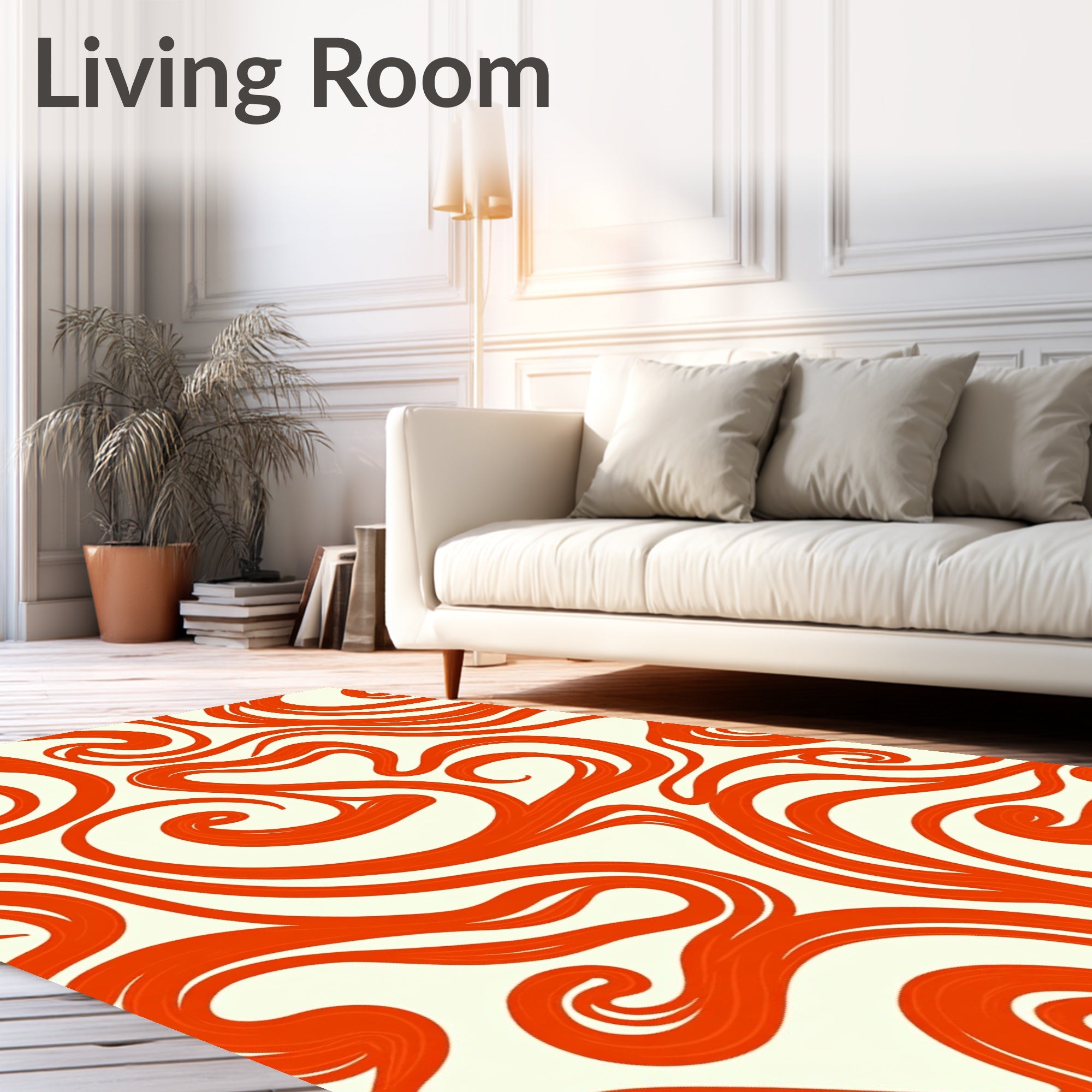 Swirl Pattern Red Abstract Design Rug