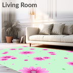 Pink Daisy Floral Pattern Rug
