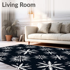 Midnight Navy White Snowflake Burst Rug