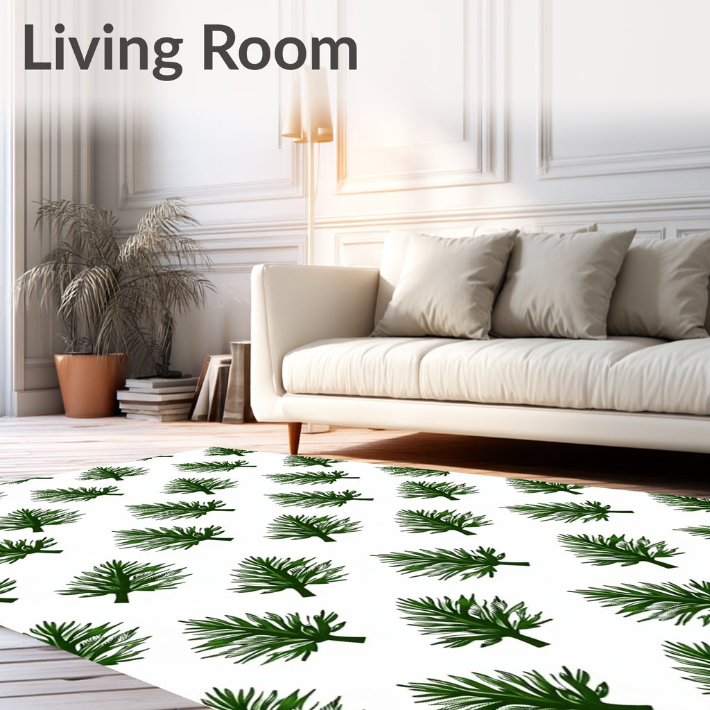 Foliage Patterned Green Leaf Design Rug
