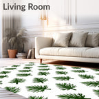 Foliage Patterned Green Leaf Design Rug