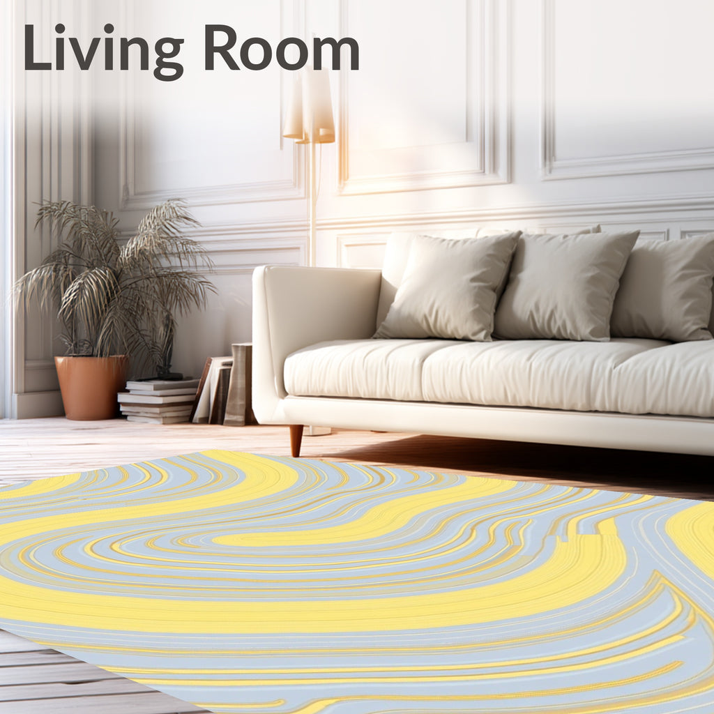 Soft Yellow Sky Marble Pattern Rug