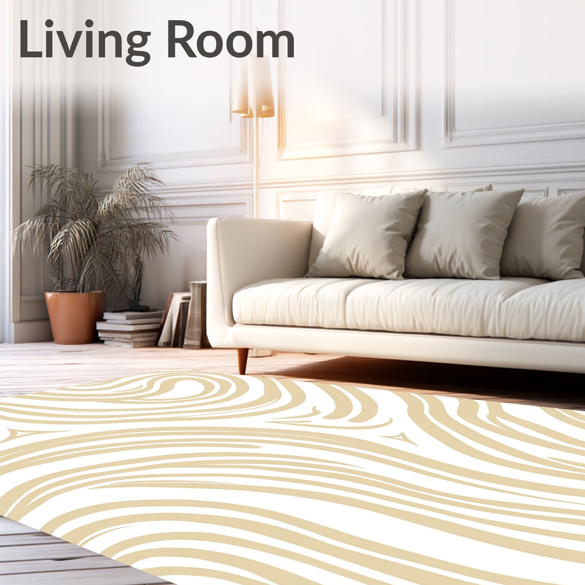 Abstract Wavy Beige Pattern Rug