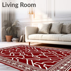 Deep Red Geometric Pattern Rug