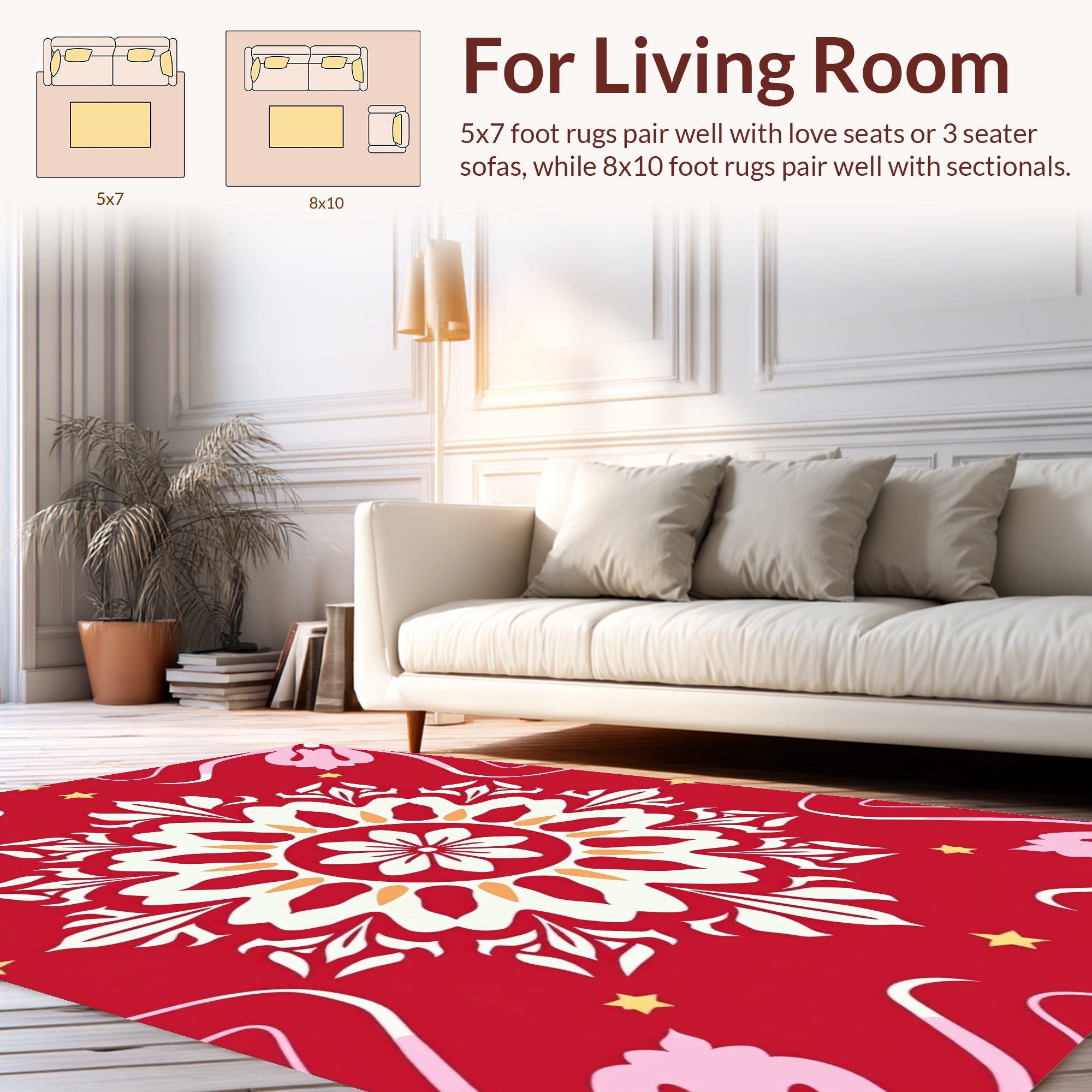 Floral Medallion Style Red Floral Rug
