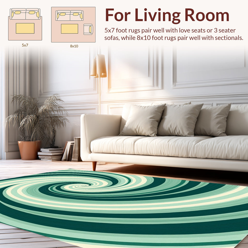 Abstract Green Swirl Pattern Rug
