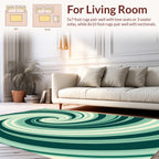Abstract Green Swirl Pattern Rug