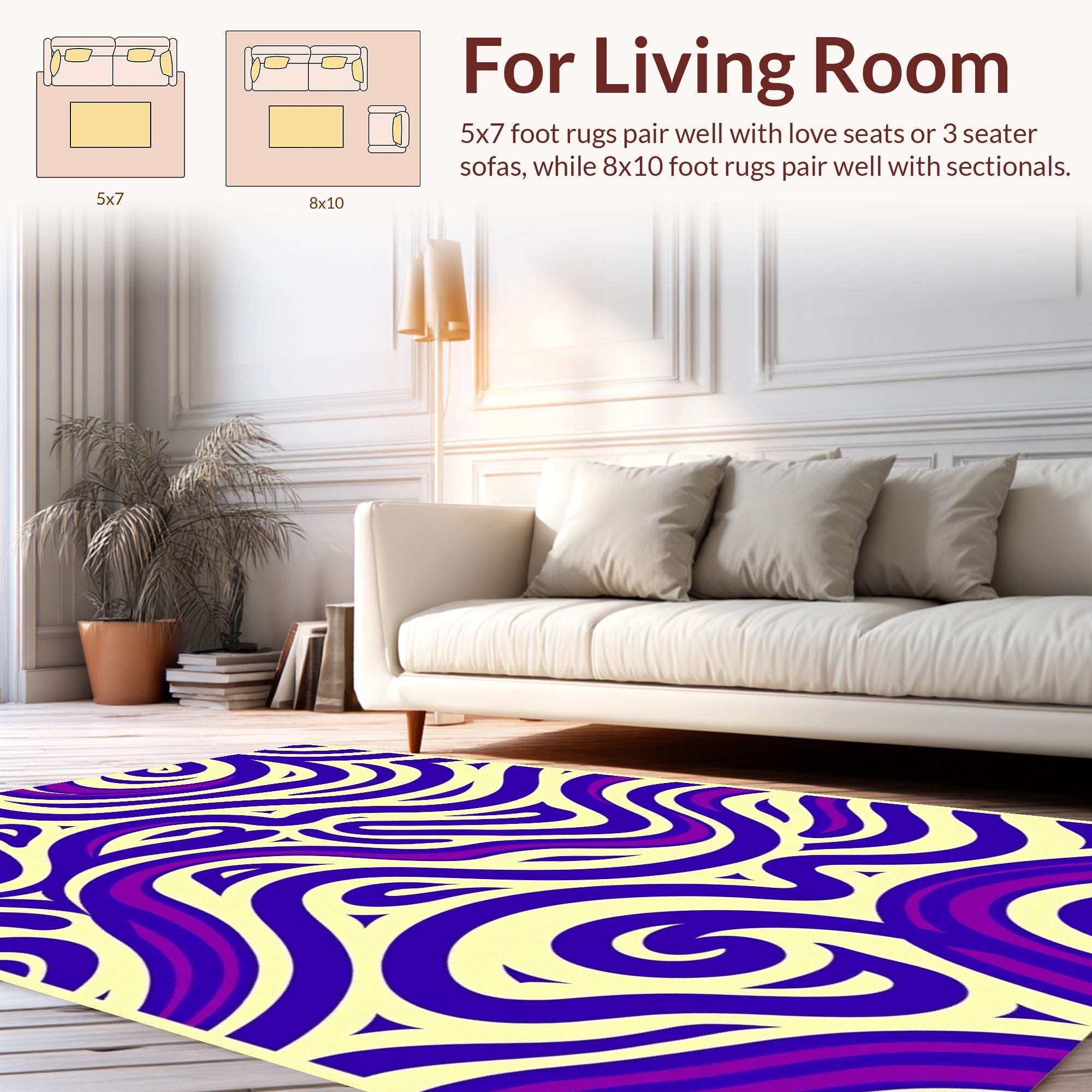 Purple Swirl Abstract Pattern Rug