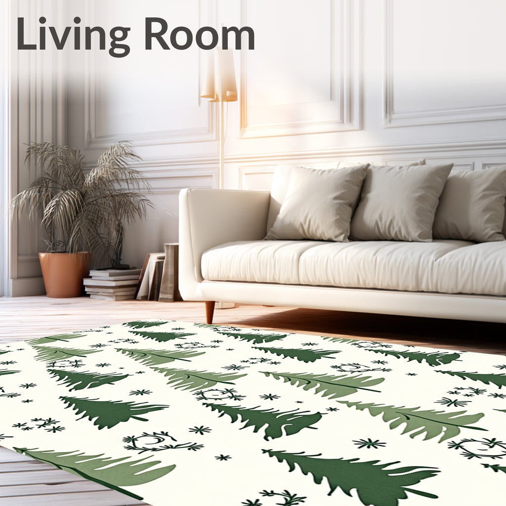 Forest Snowflake Tree Pattern Rug