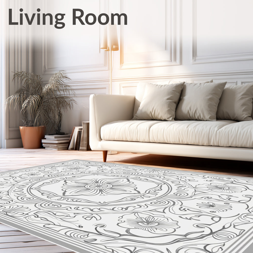Vintage Floral Arrangement Outline Design Rug