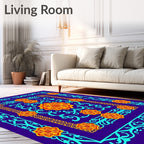 Ornate Floral Vine Border Design Rug