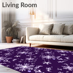 Festive Snowflake Patterned Dark Rug