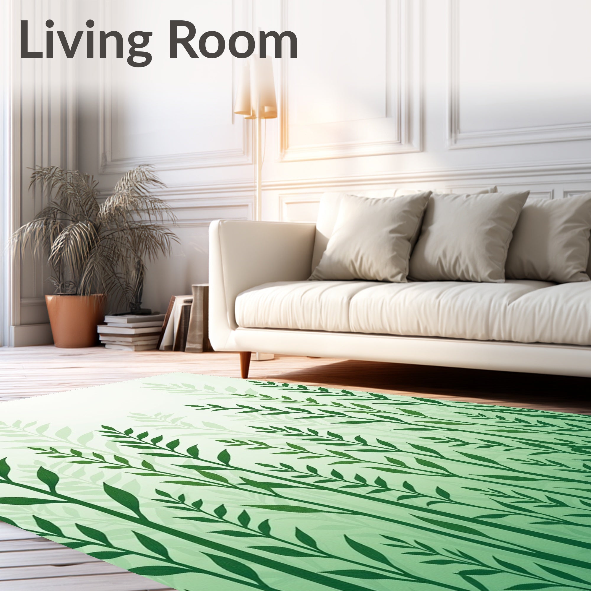 Verdant Leafy Silhouette Design Rug