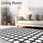 Black and White Classic Plaid Pattern Rug