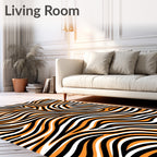Orange Black White Wavy Stripes Rug