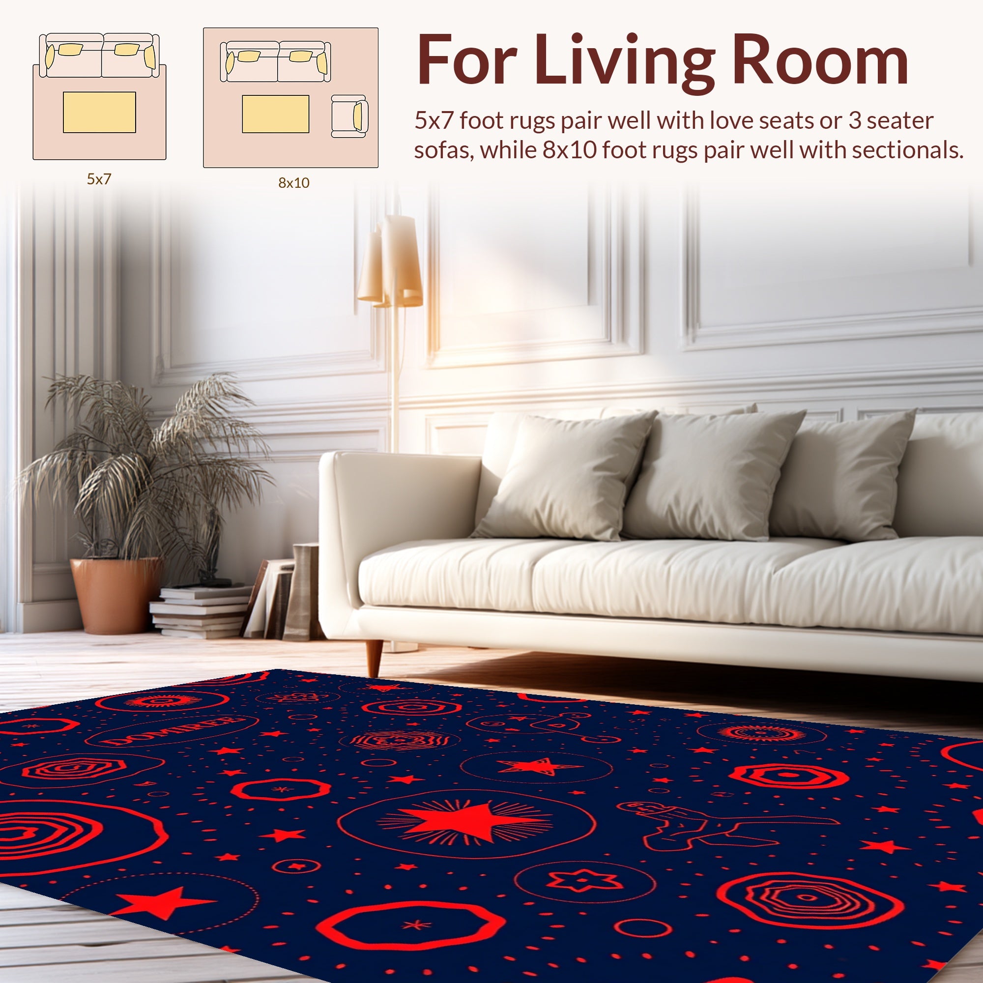 Red Starburst Floral Pattern Rug