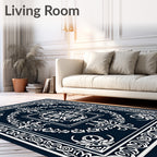 Elegant White Floral Damask Rug