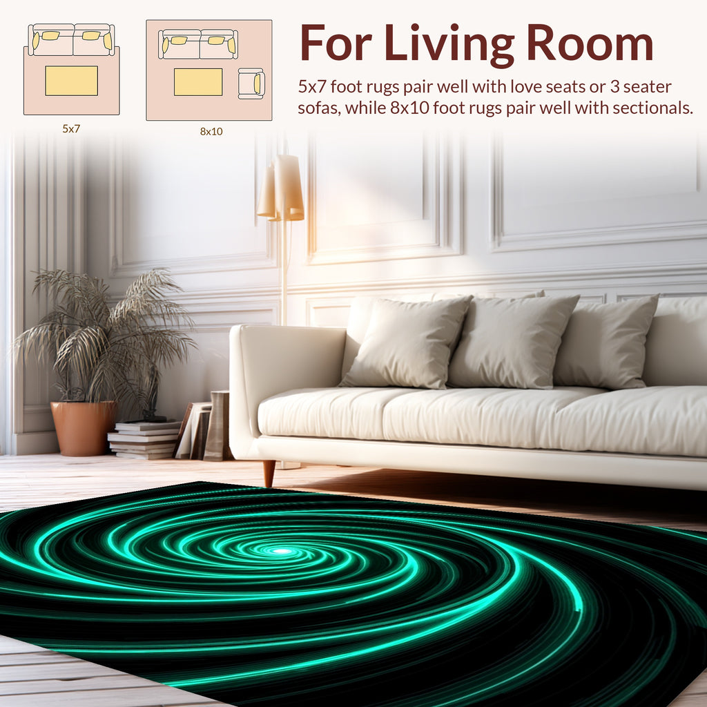 Abstract Neon Swirl Pattern Rug