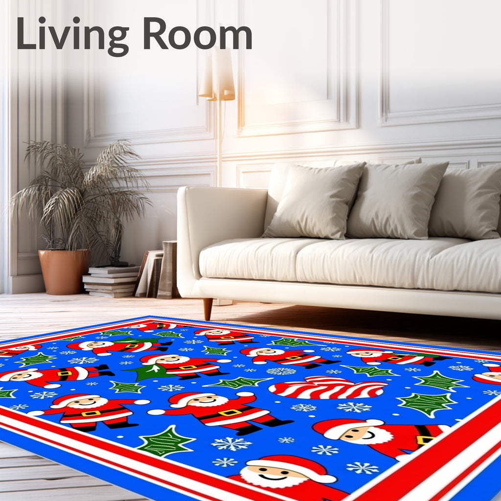 Jolly Santa Claus Candy Cane Holiday Rug