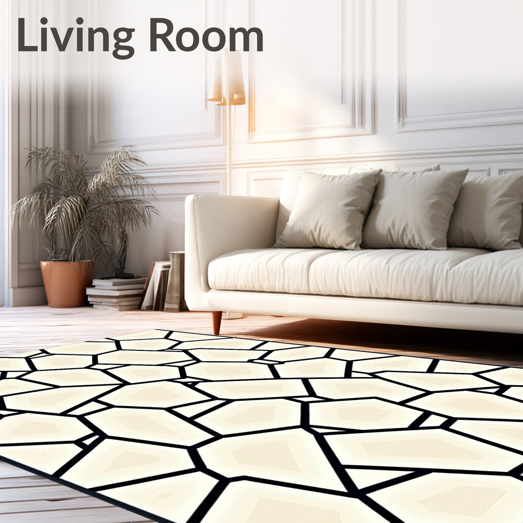 Abstract Stone Mosaic Geometric Design Rug