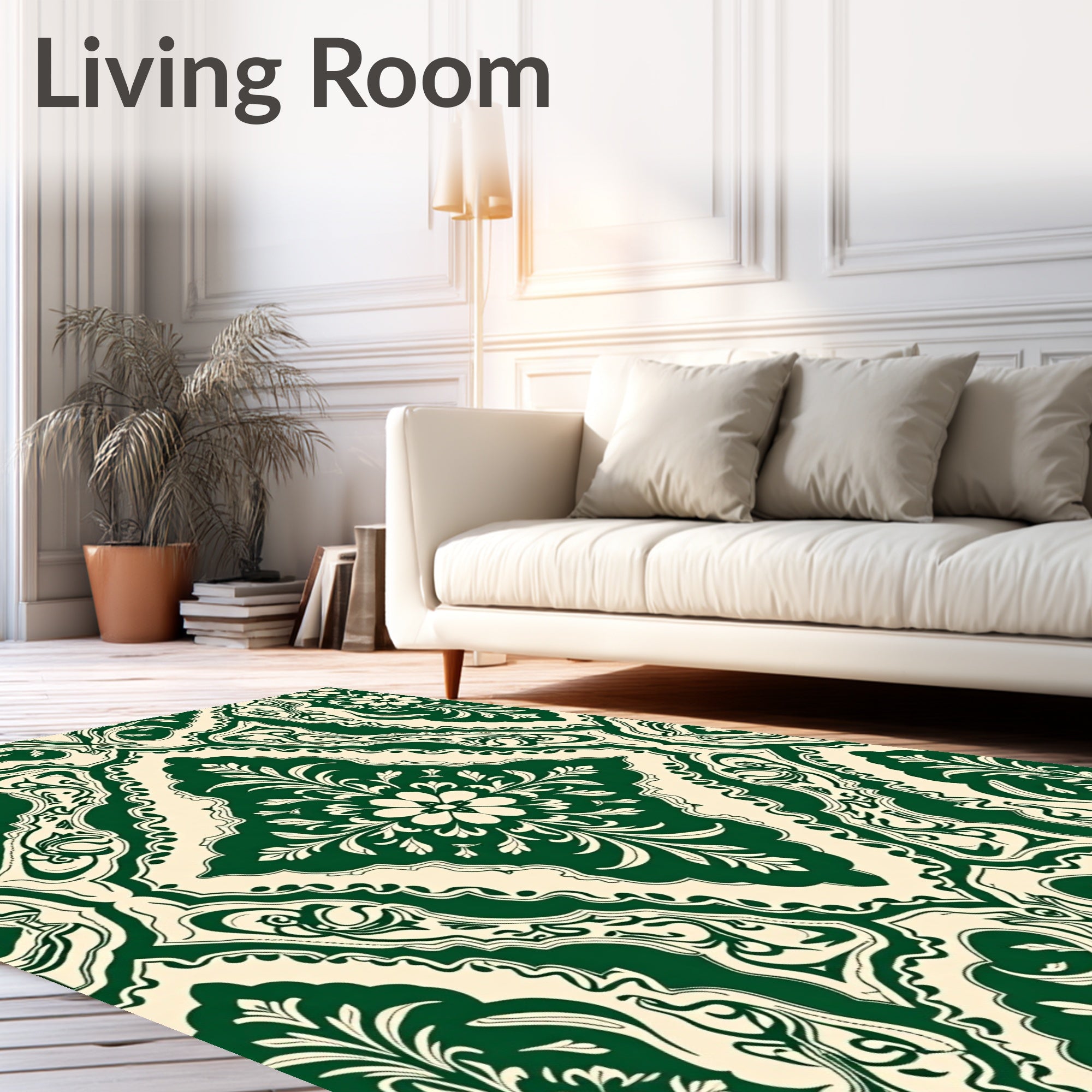 Ornate Floral Damask Inspired Design Rug
