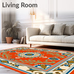 Traditional Floral Medallion Orange Rug