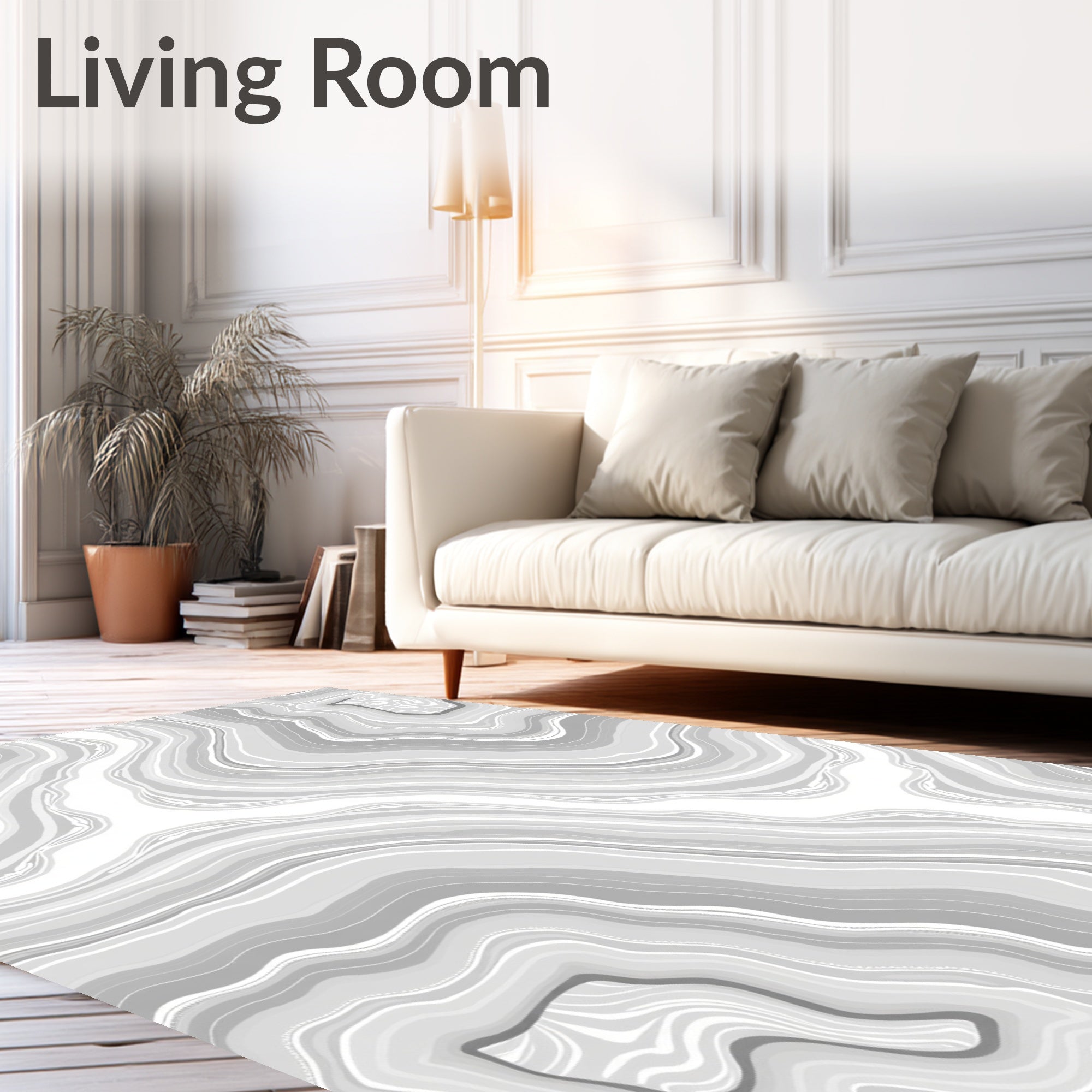 Abstract Gray Geode Pattern Rug