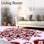 Maroon Floral Mandala Decorative Rug