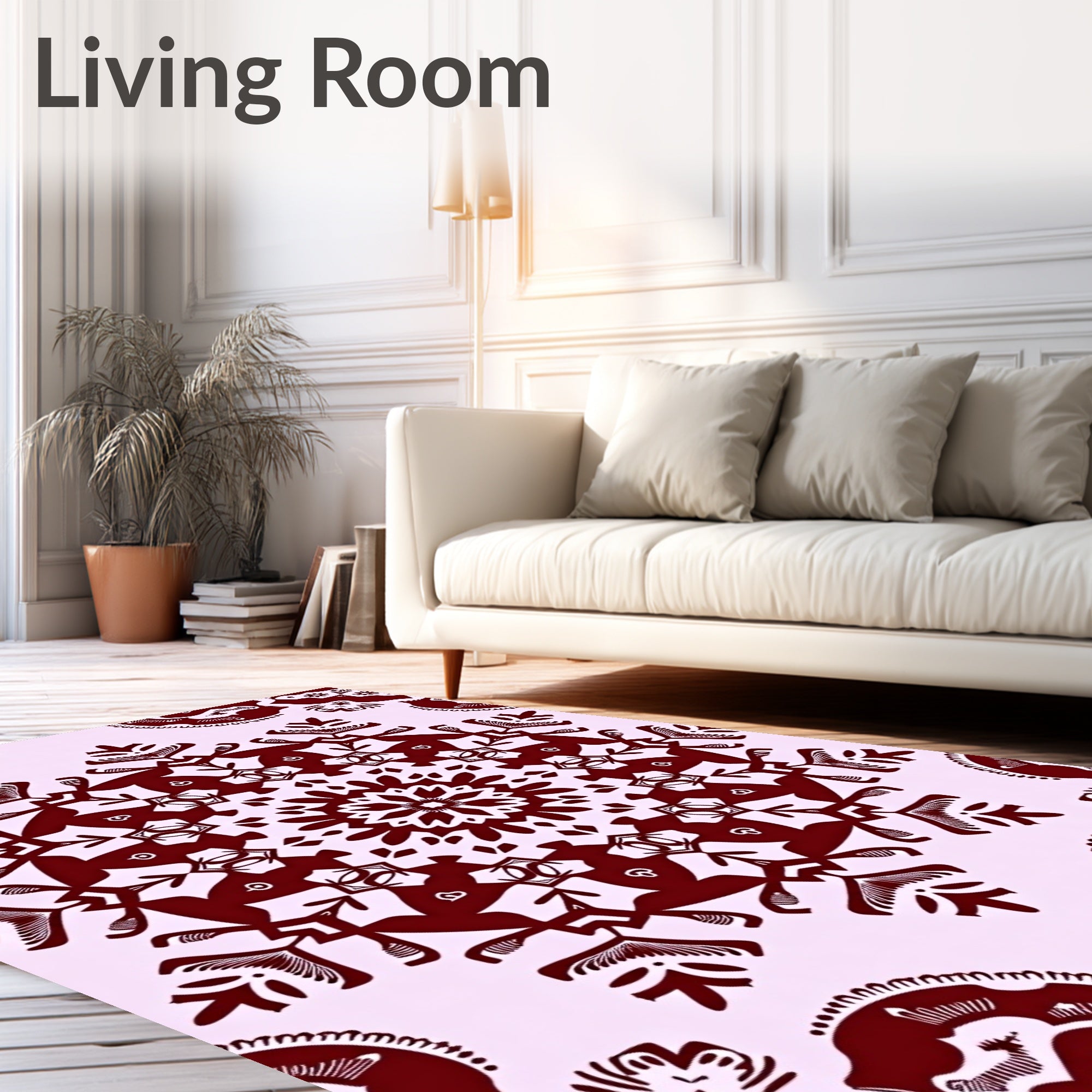Maroon Floral Mandala Decorative Rug