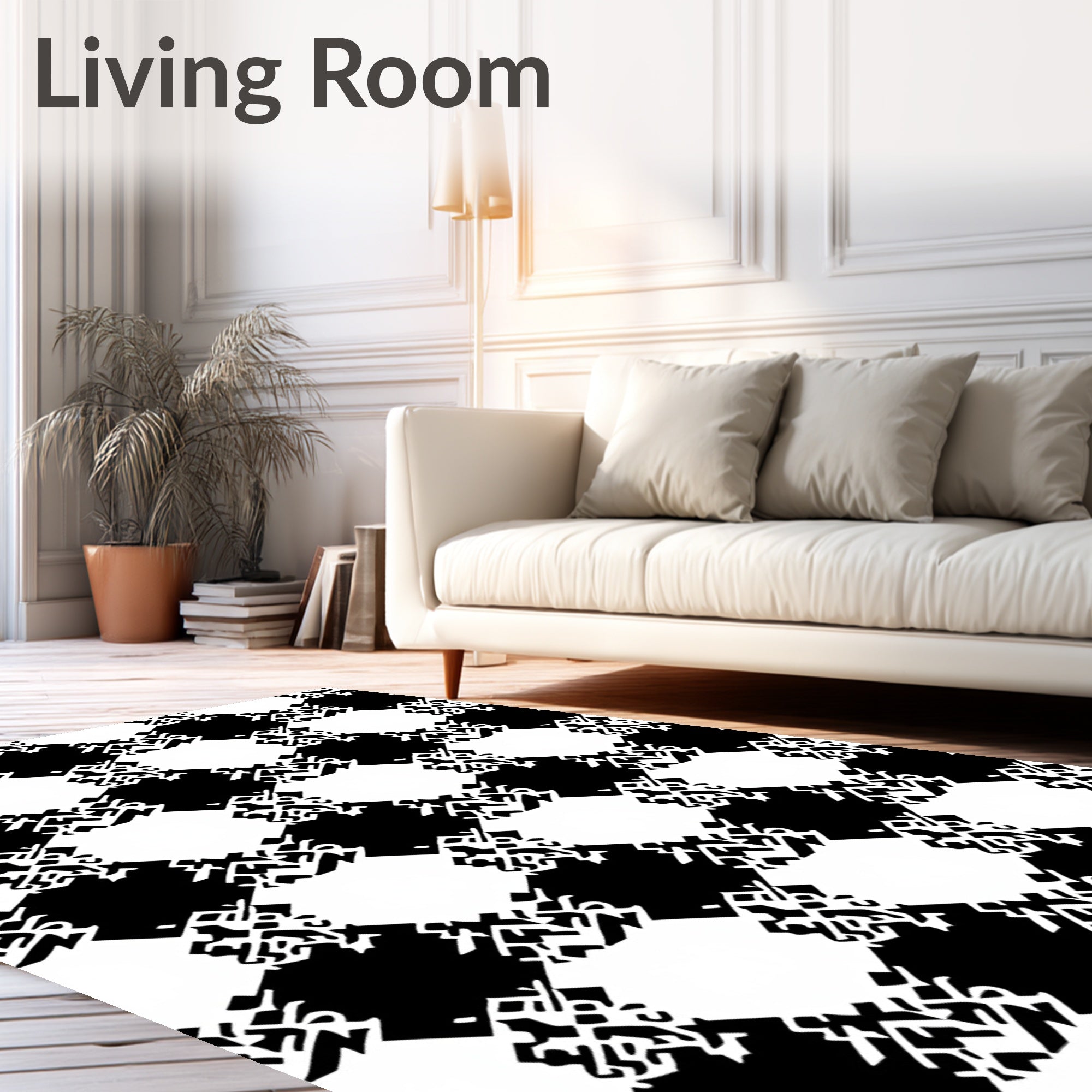 Distorted Checkered Abstract Pattern Rug