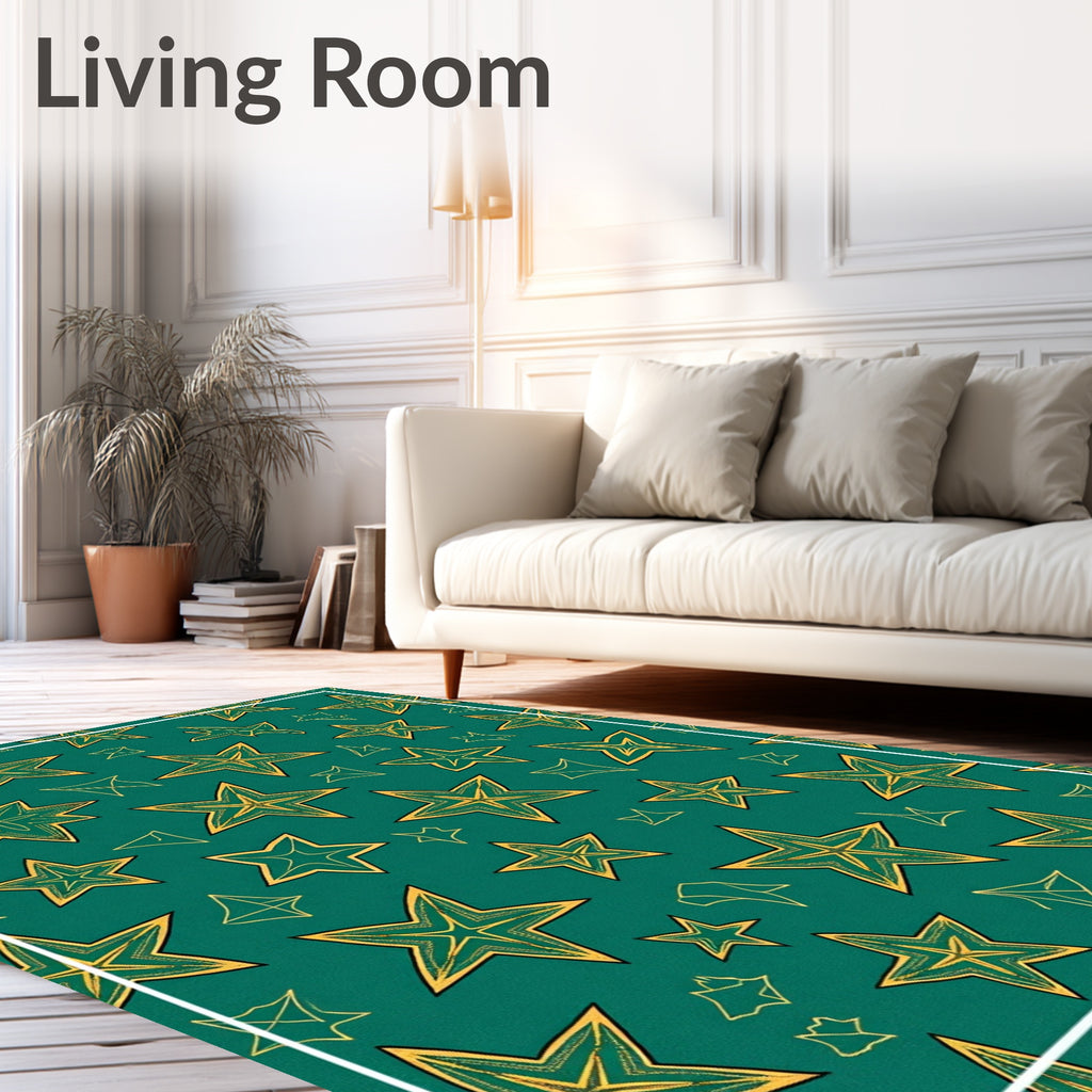 Emerald Green Starburst Pattern Rug