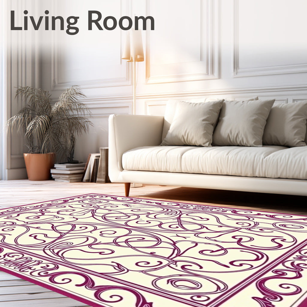 Ornate Magenta Swirl Pattern Rug