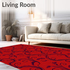 Red Elegant Floral Swirl Pattern Rug