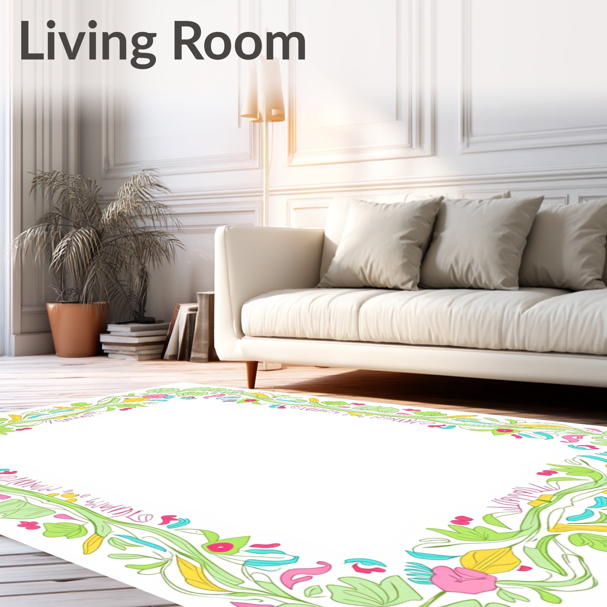 Spring Floral Vine Border Design Rug