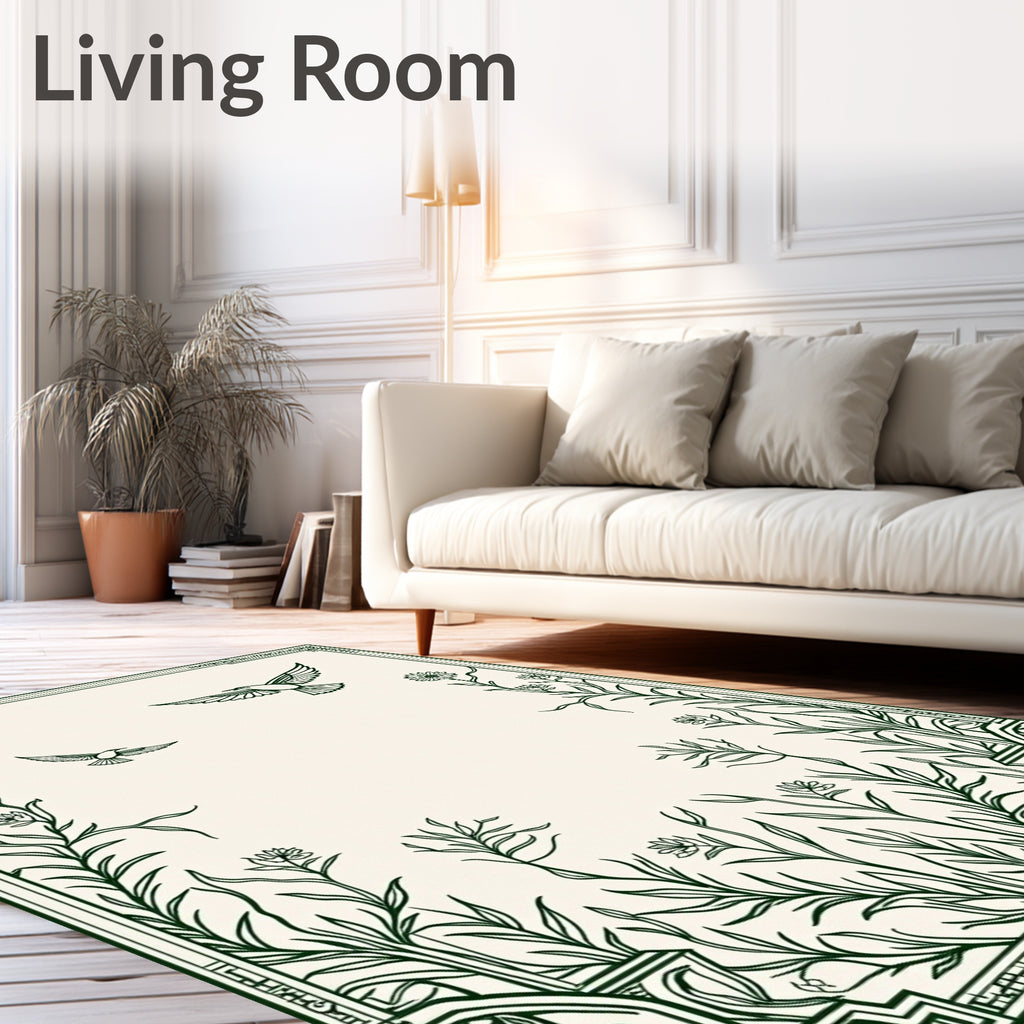 Flying Birds Floral Art Nouveau Rug