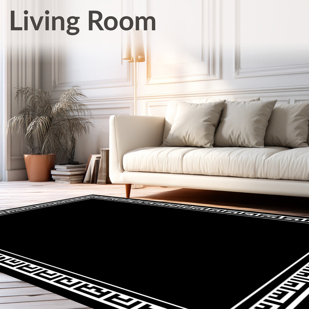 Classic Greek Key Pattern Border Rug