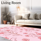 Pink Delicate Floral Branch Pattern Rug