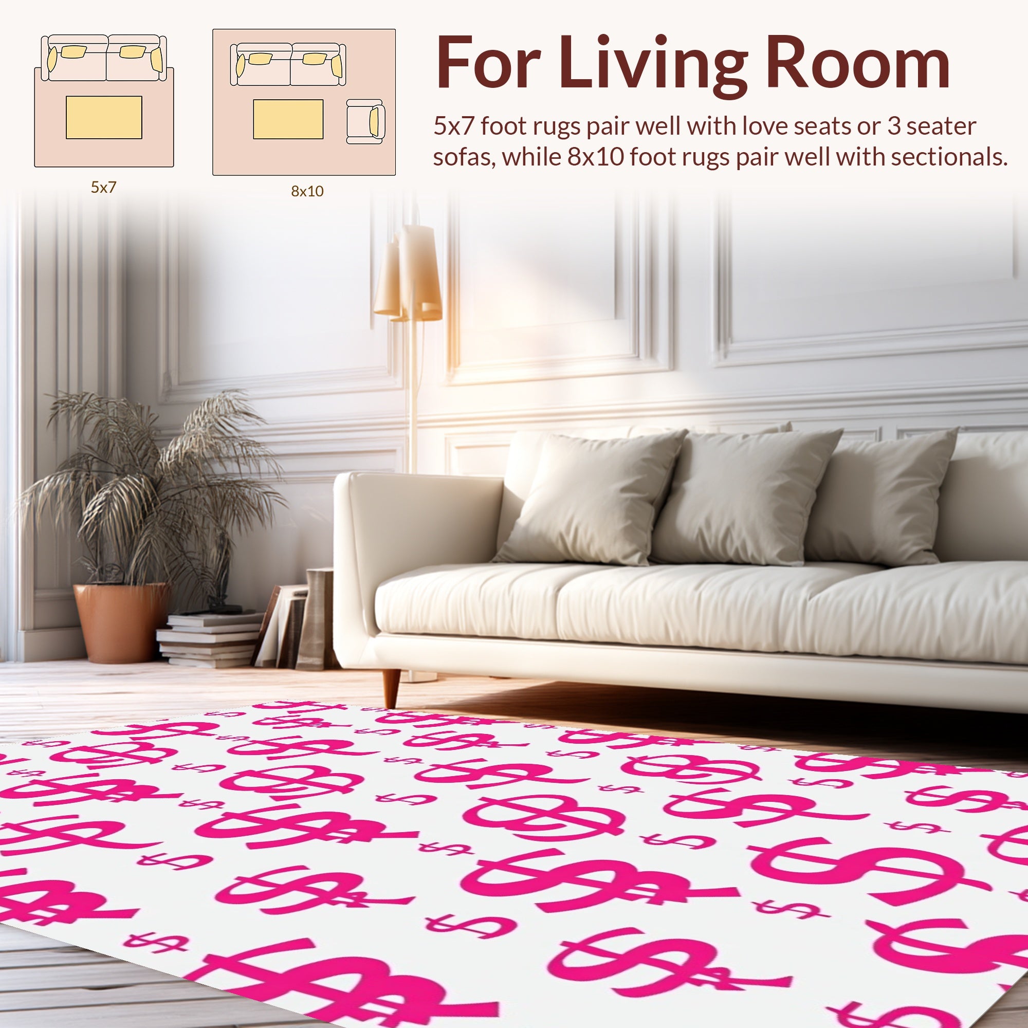 Pink Dollar Sign Pattern Rug