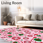 Festive Pink Snowflakes and Gnomes Rug