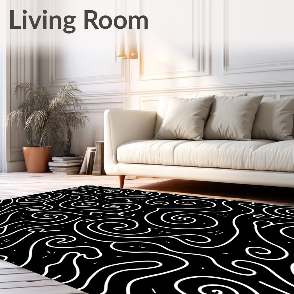 Abstract Swirls and Lines Pattern Rug
